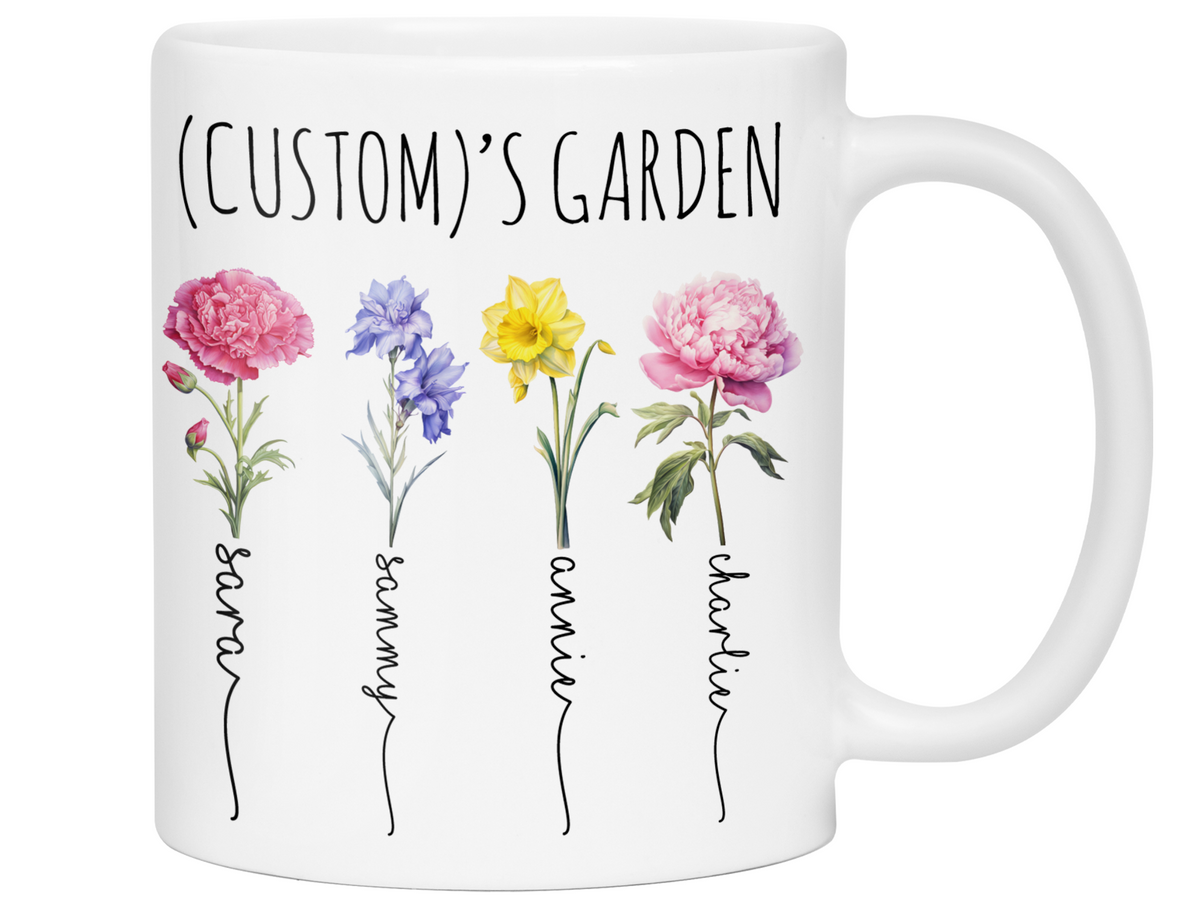 Personalized Birth Flower Kids' Name Mug - Custom Garden Nickname Mother's Day Christmas Birthday Gift Idea Cup