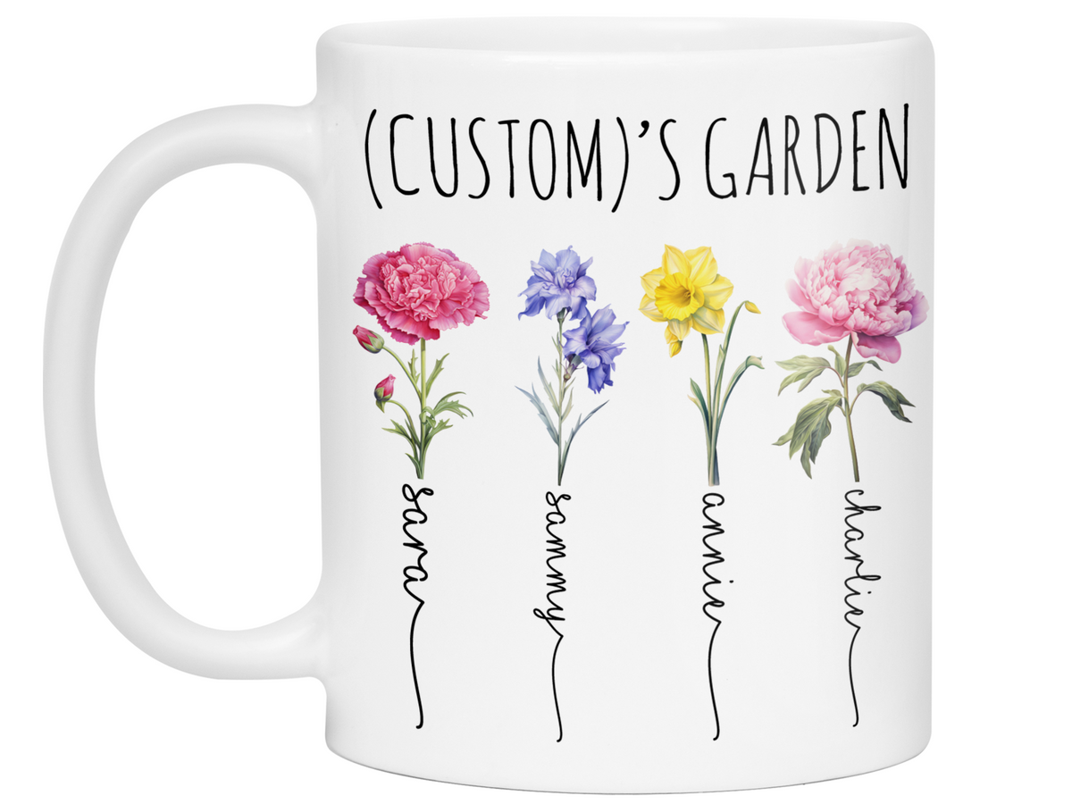 Personalized Birth Flower Kids' Name Mug - Custom Garden Nickname Mother's Day Christmas Birthday Gift Idea Cup