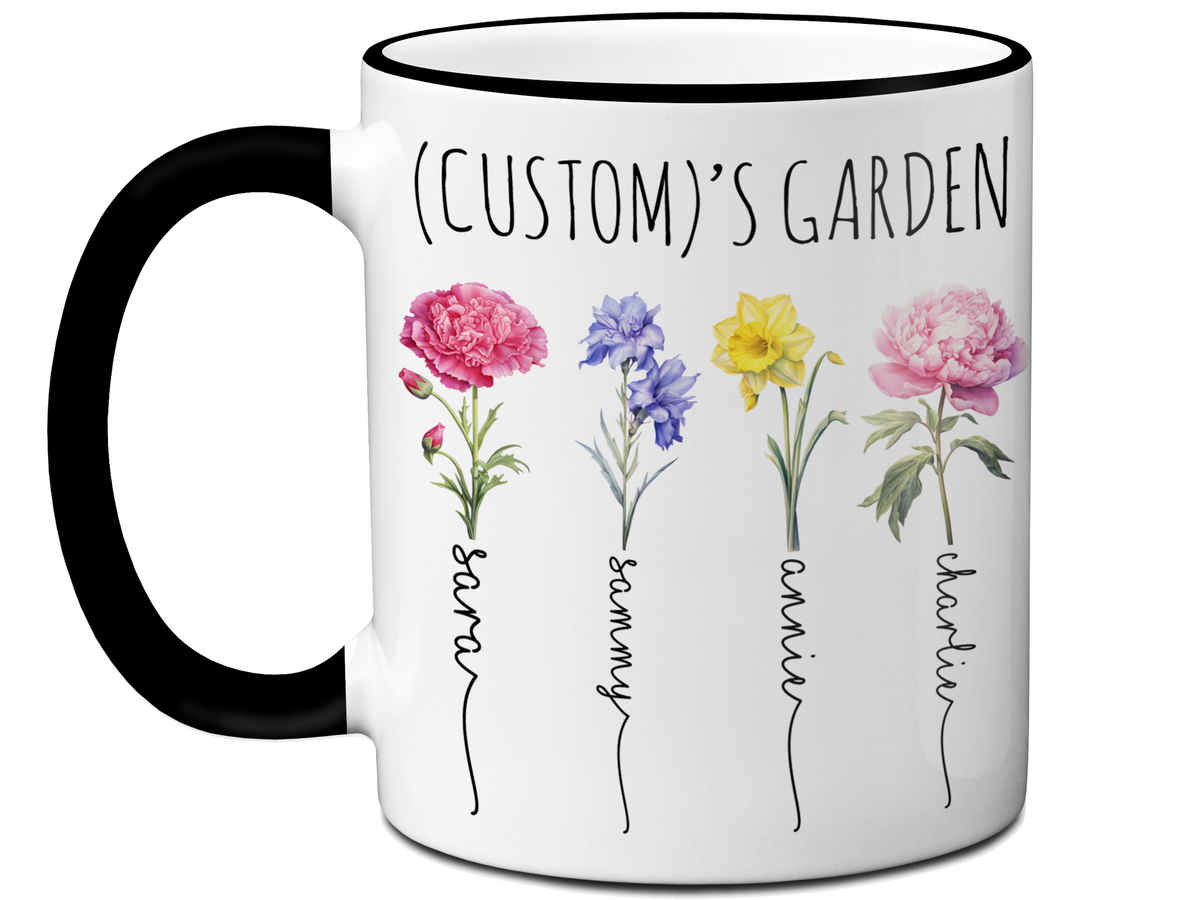 Personalized Birth Flower Kids' Name Mug - Custom Garden Nickname Mother's Day Christmas Birthday Gift Idea Cup
