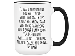 Funny Gifts for Friends - I'd Walk Through Fire for You Friend Gag Coffee Mug