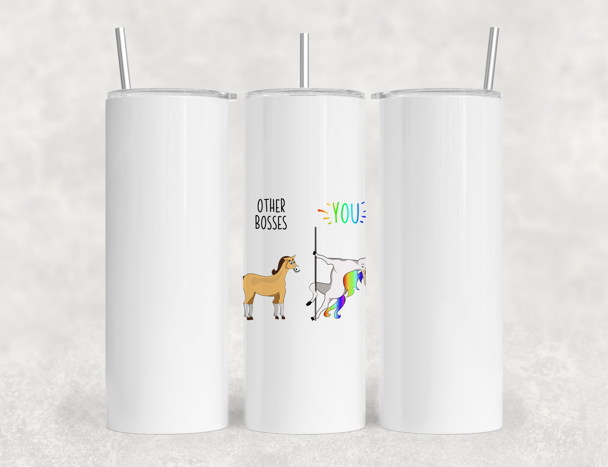 Funny Boss Gift Tumbler - Other Bosses Me Pole Dancing Unicorn vs Horse 40oz/20oz