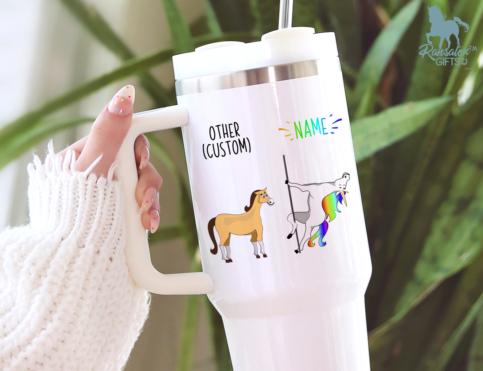 Funny Personalized Gift Tumbler - Other Custom Name/Text Me Pole Dancing Unicorn vs Horse 40oz/20oz