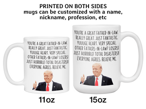 Funny Father-in-law Gifts - Trump Great Fantastic Father-in-law Coffee Mug, Bonus Dad Gift Idea