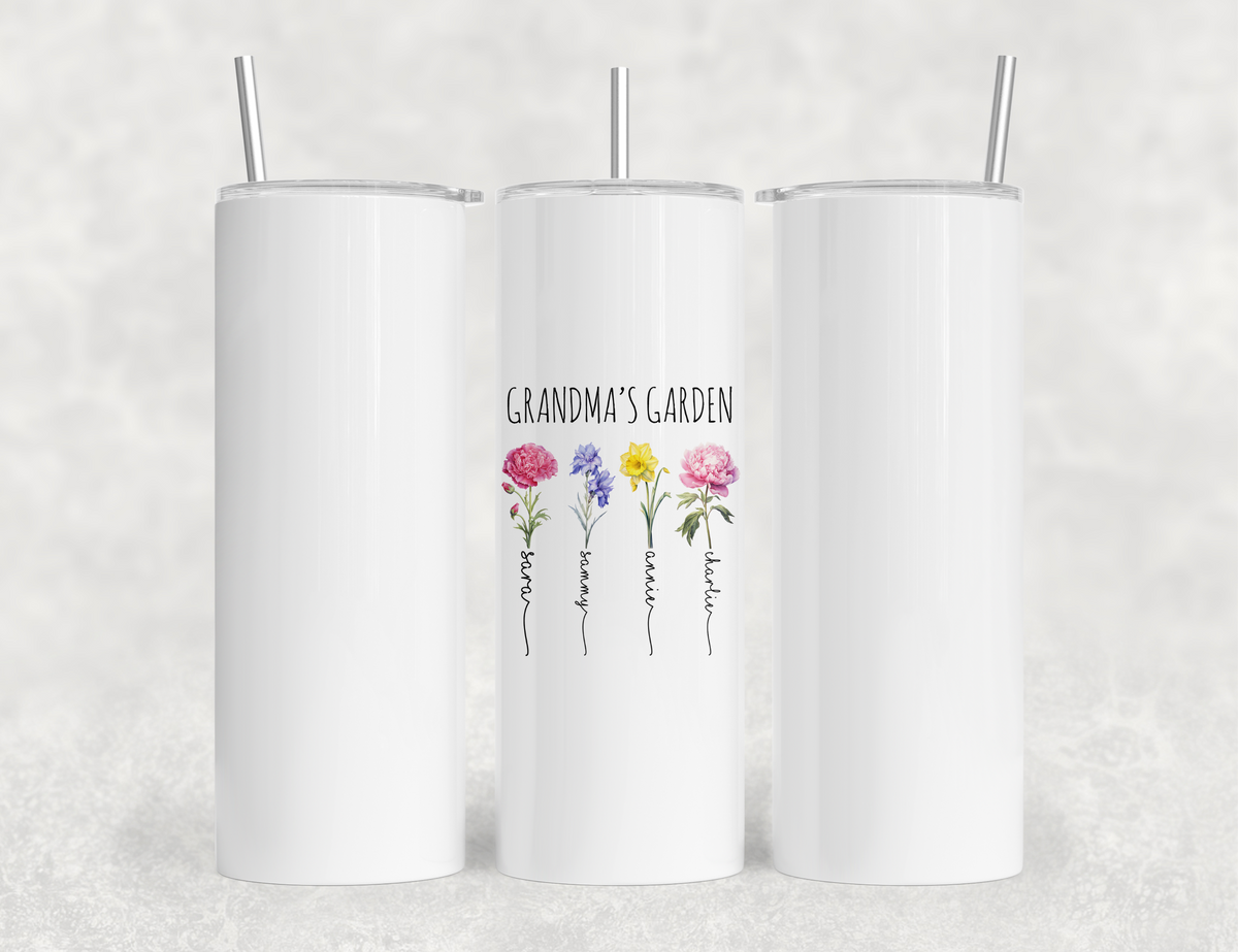 Grandma's Garden Tumbler - Personalized Birth Flower Kids' Names Tumbler - Mother's Day Christmas Birthday Gift Idea