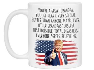 Funny Trump Grandpa Coffee Mug - Patriotic USA Flag Trump Grandpa Cup - Trump Quote Mug For Grandfathers