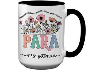 Personalized Paraprofessional Mug – Custom Name and Quote  – Para Teaching Assistant Appreciation Gift (V2)