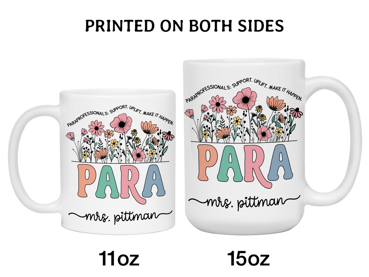 Personalized Paraprofessional Mug – Custom Name and Quote  – Para Teaching Assistant Appreciation Gift (V2)