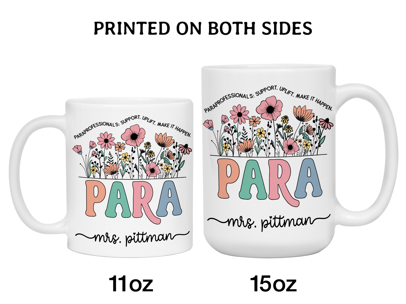 Personalized Paraprofessional Mug – Custom Name and Quote  – Para Teaching Assistant Appreciation Gift (V2)