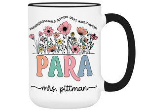 Personalized Paraprofessional Mug – Custom Name and Quote  – Para Teaching Assistant Appreciation Gift (V2)