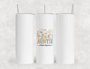 Personalized AuntieTumbler – Wild Flowers Kids' Custom Name – Auntie to Be Announcement Gift Idea (V2)
