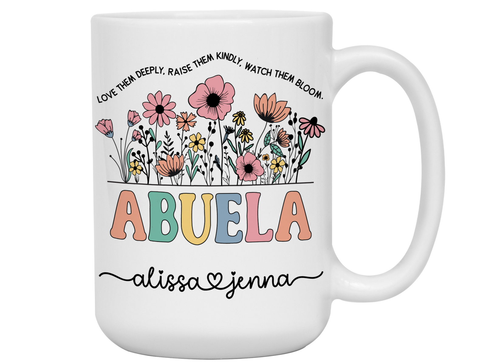 Personalized Abuela Mug – Custom Kids' Names and Quote  – Mother's Day Gift Idea for Grandmothers