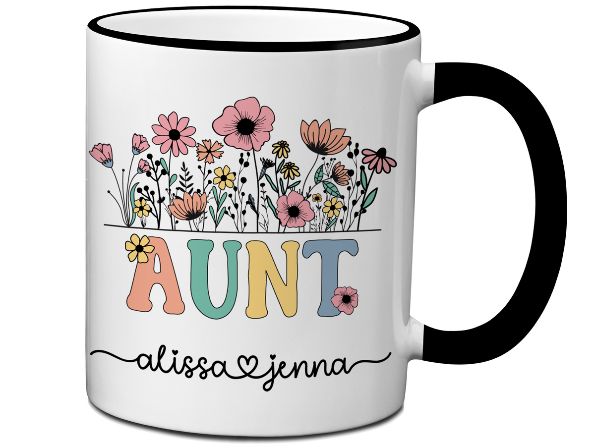 Personalized Aunt Mug – Custom Kids' Names  – Mother's Day Gifts - Aunt Announcement