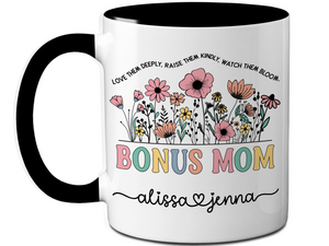 Personalized Bonus Mom Mug – Custom Kids' Names and Quote  – Mother's Day Gift Idea
