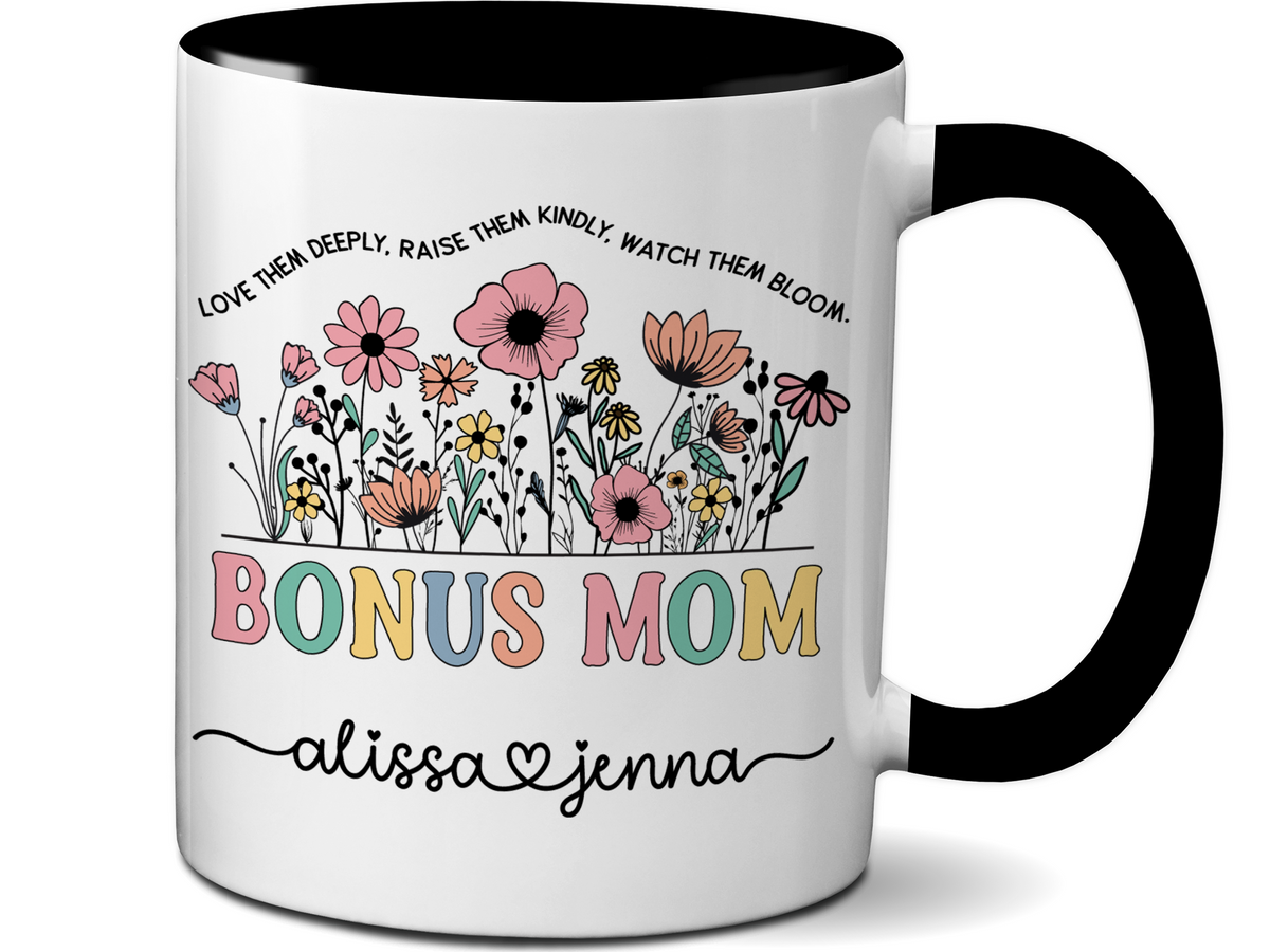 Personalized Bonus Mom Mug – Custom Kids' Names and Quote  – Mother's Day Gift Idea