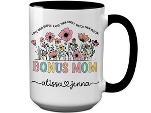 Personalized Bonus Mom Mug – Custom Kids' Names and Quote  – Mother's Day Gift Idea