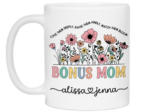 Personalized Bonus Mom Mug – Custom Kids' Names and Quote  – Mother's Day Gift Idea