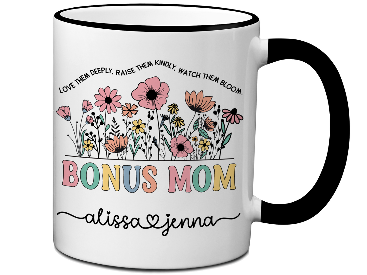 Personalized Bonus Mom Mug – Custom Kids' Names and Quote  – Mother's Day Gift Idea