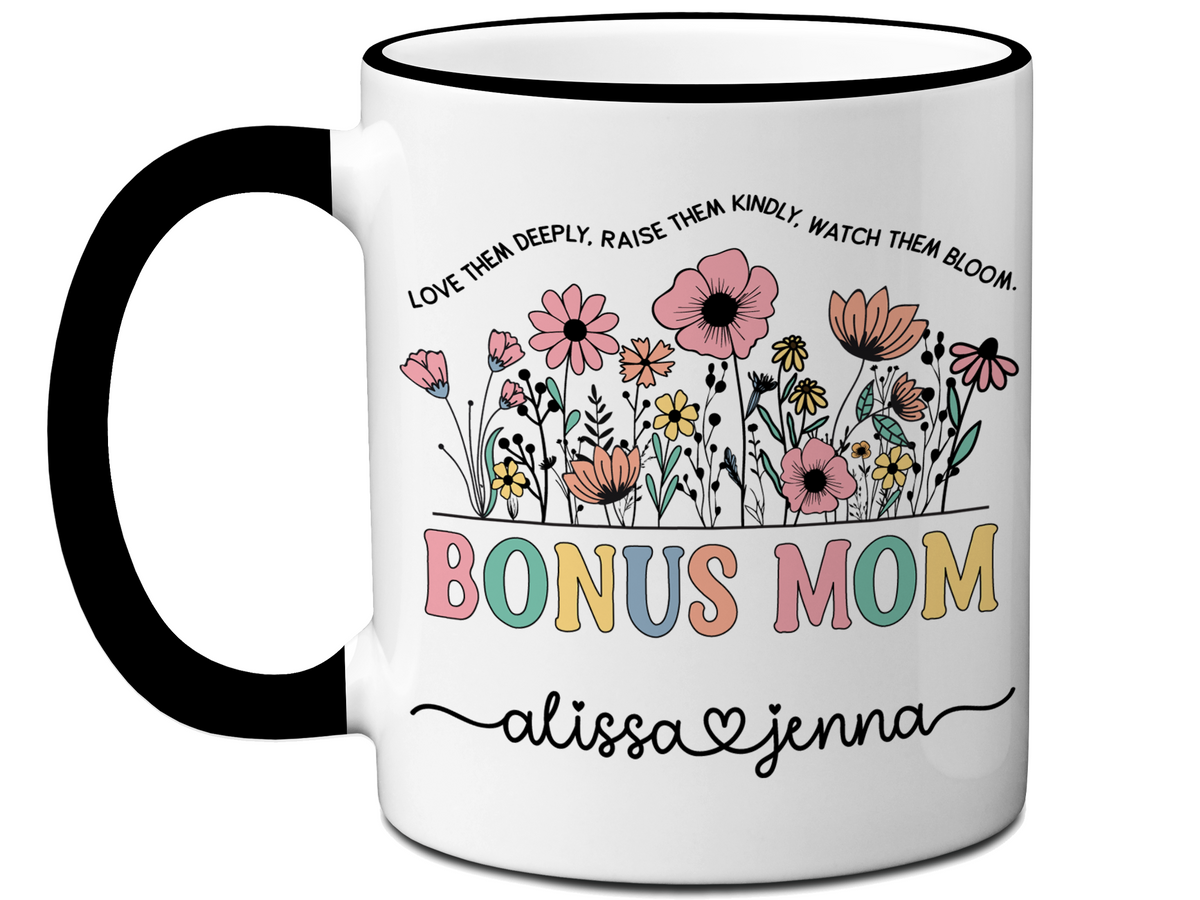 Personalized Bonus Mom Mug – Custom Kids' Names and Quote  – Mother's Day Gift Idea