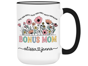 Personalized Bonus Mom Mug – Custom Kids' Names and Quote  – Mother's Day Gift Idea