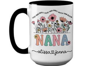 Personalized Nana Mug – Custom Kids' Names and Quote  – Mother's Day Gift Idea for Grandmothers