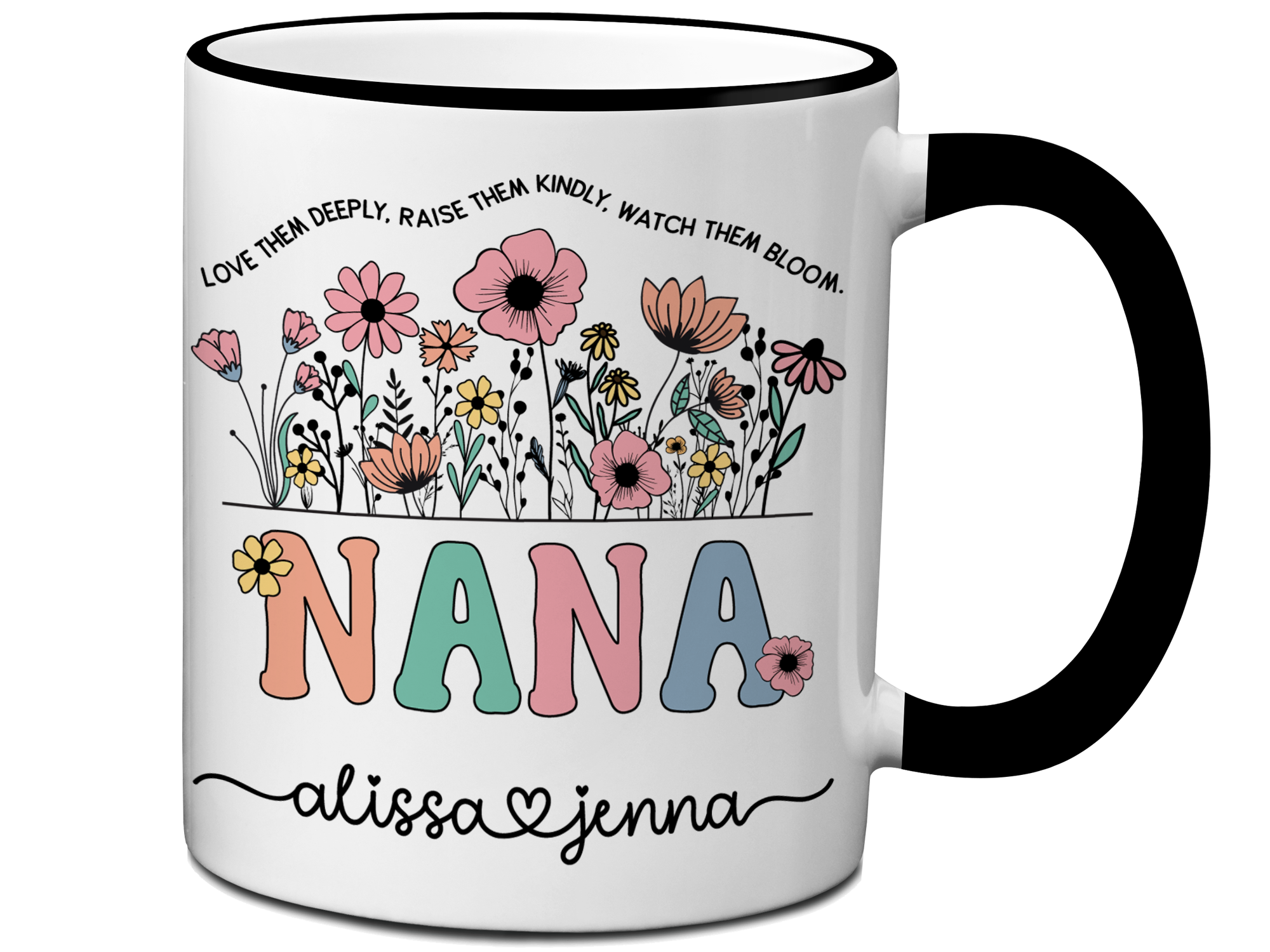 Personalized Nana Mug – Custom Kids' Names and Quote  – Mother's Day Gift Idea for Grandmothers