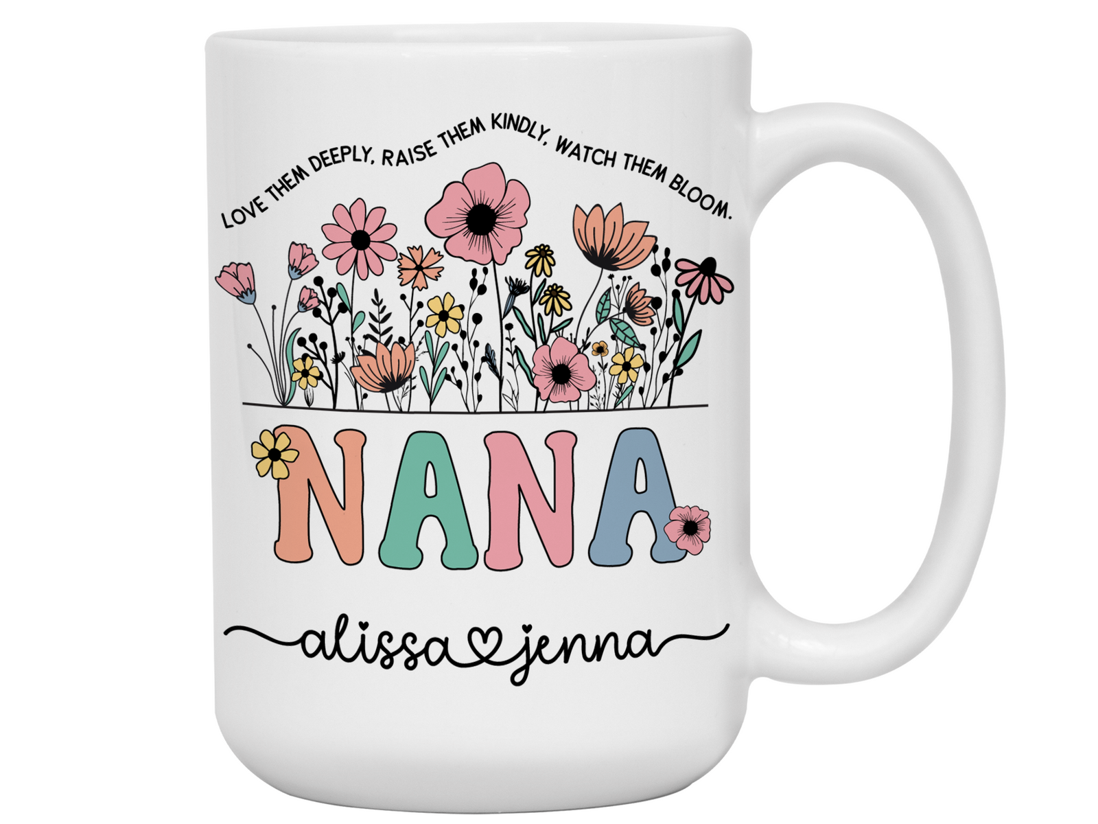 Personalized Nana Mug – Custom Kids' Names and Quote  – Mother's Day Gift Idea for Grandmothers