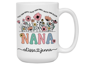 Personalized Nana Mug – Custom Kids' Names and Quote  – Mother's Day Gift Idea for Grandmothers
