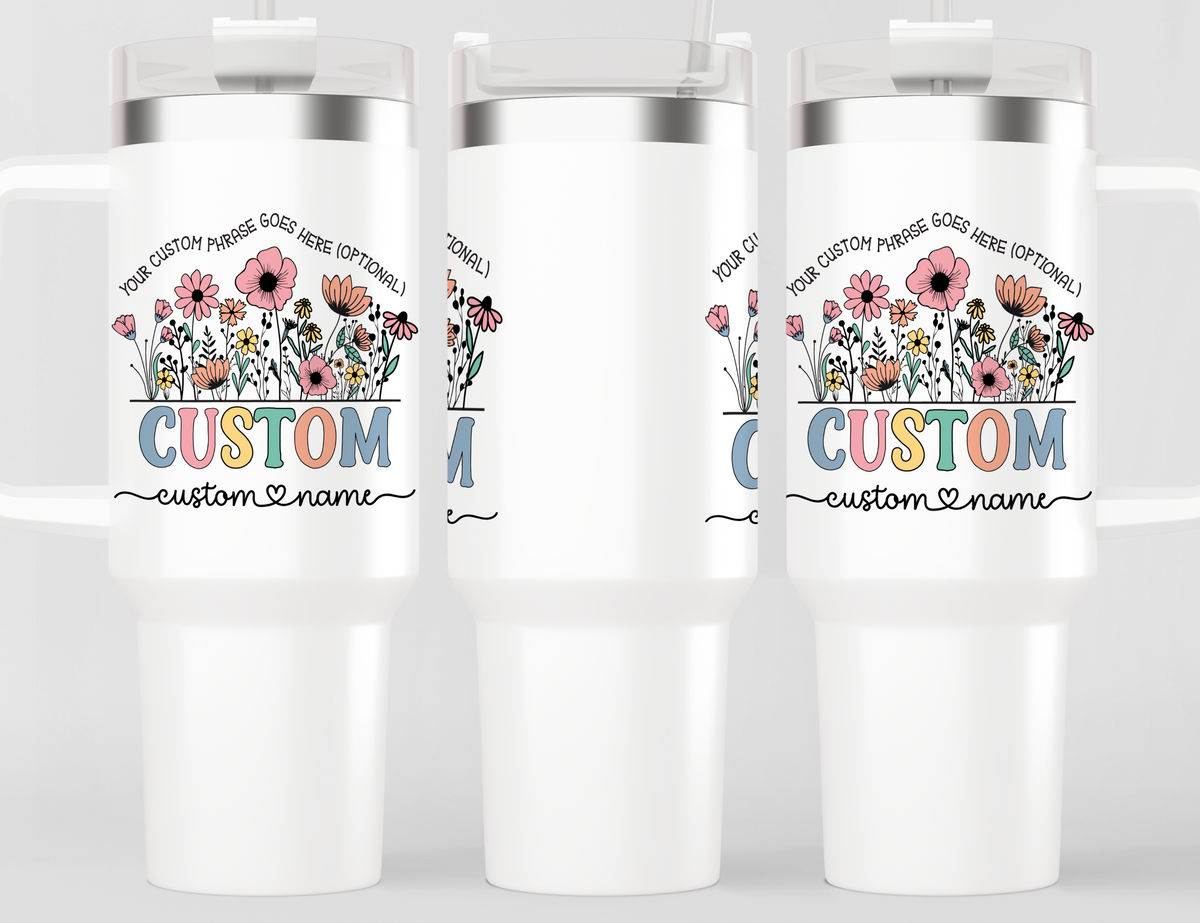 Personalized Title/Nickname Tumbler – Wild Flowers Kids' Custom Name – Unique Customizable Gift Idea