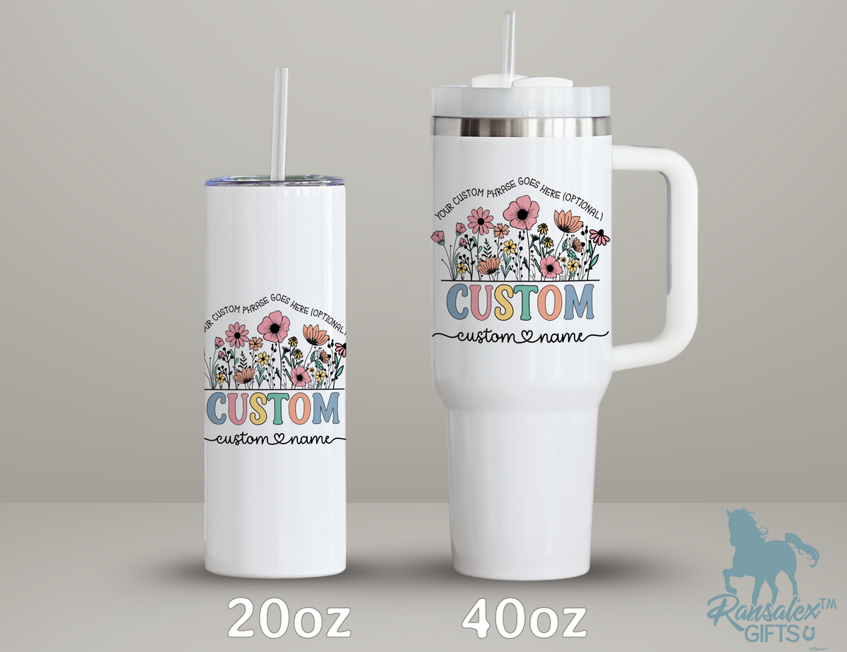 Personalized Title/Nickname Tumbler – Wild Flowers Kids' Custom Name – Unique Customizable Gift Idea