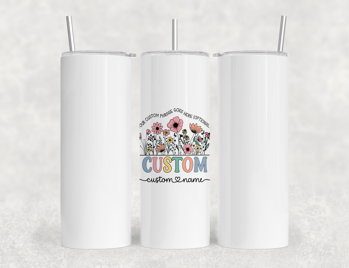 Personalized Title/Nickname Tumbler – Wild Flowers Kids' Custom Name – Unique Customizable Gift Idea