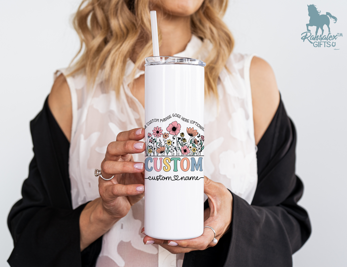 Personalized Title/Nickname Tumbler – Wild Flowers Kids' Custom Name – Unique Customizable Gift Idea