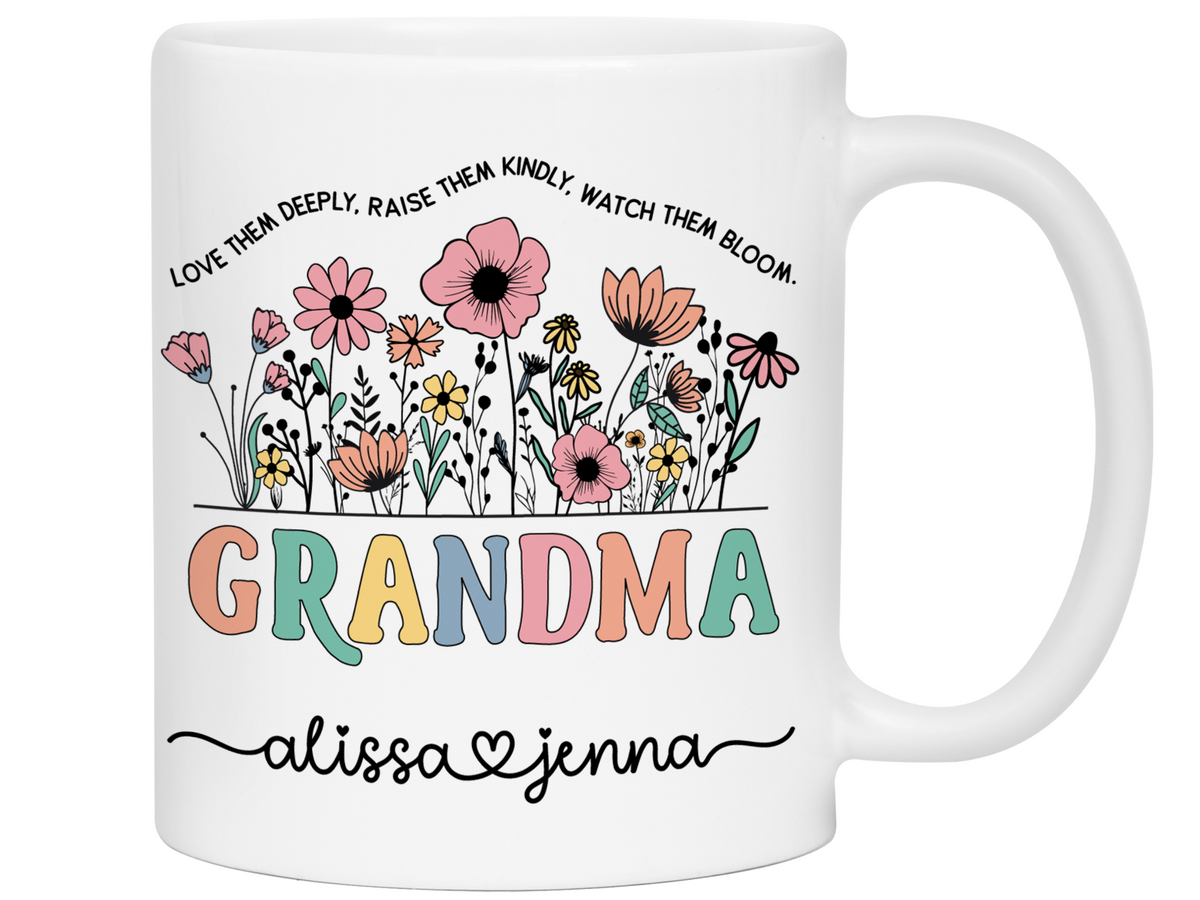 Personalized Grandma Mug – Custom Kids' Names and Quote  – Mother's Day Gift Idea for Grandmothers