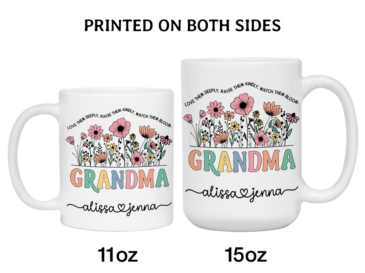 Personalized Grandma Mug – Custom Kids' Names and Quote  – Mother's Day Gift Idea for Grandmothers