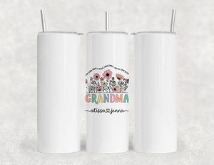 Personalized Grandma Tumbler – Wild Flowers Kids' Custom Name – Unique Grandma Gift - Mother's Day Gift Idea