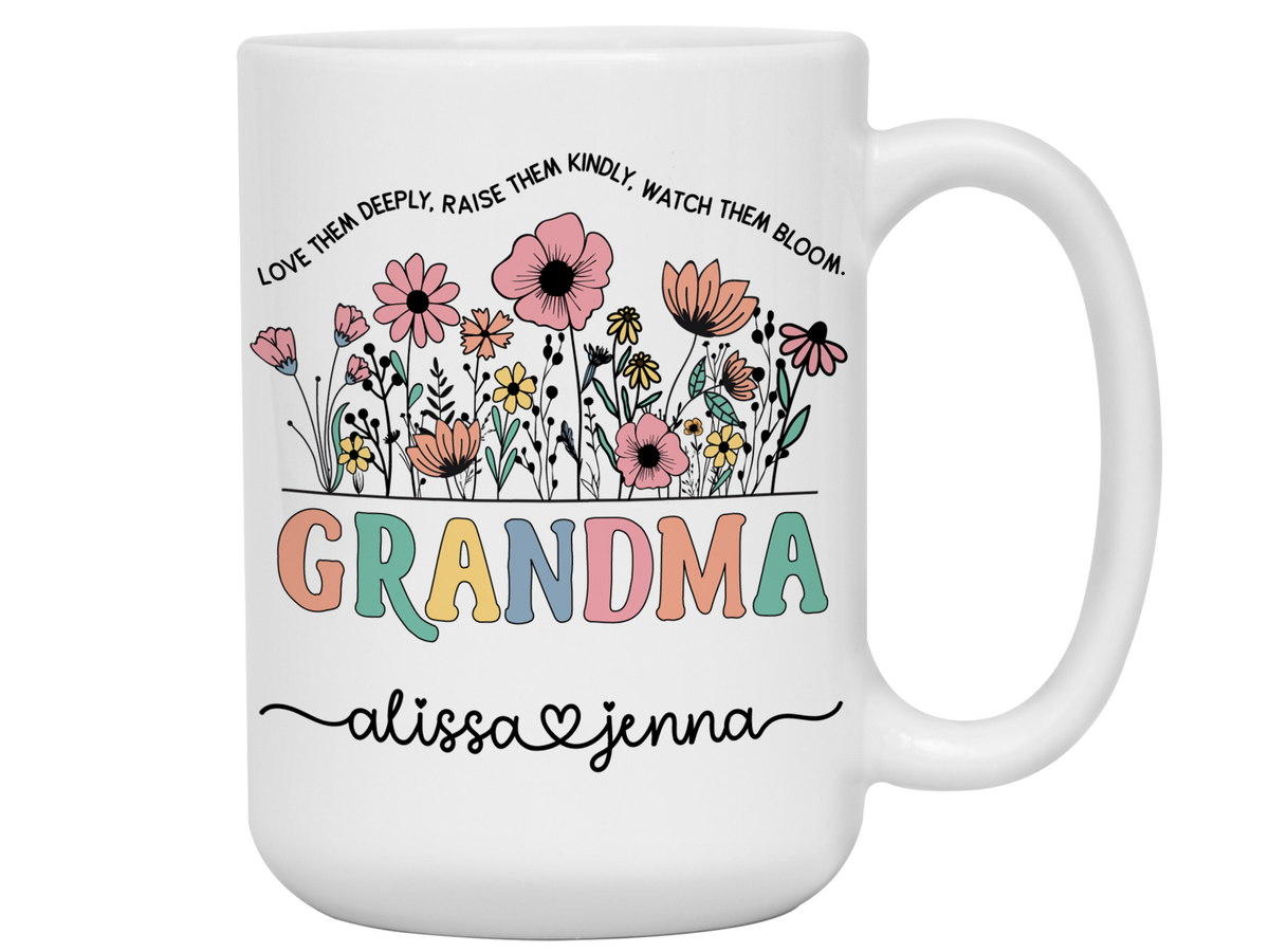Personalized Grandma Mug – Custom Kids' Names and Quote  – Mother's Day Gift Idea for Grandmothers