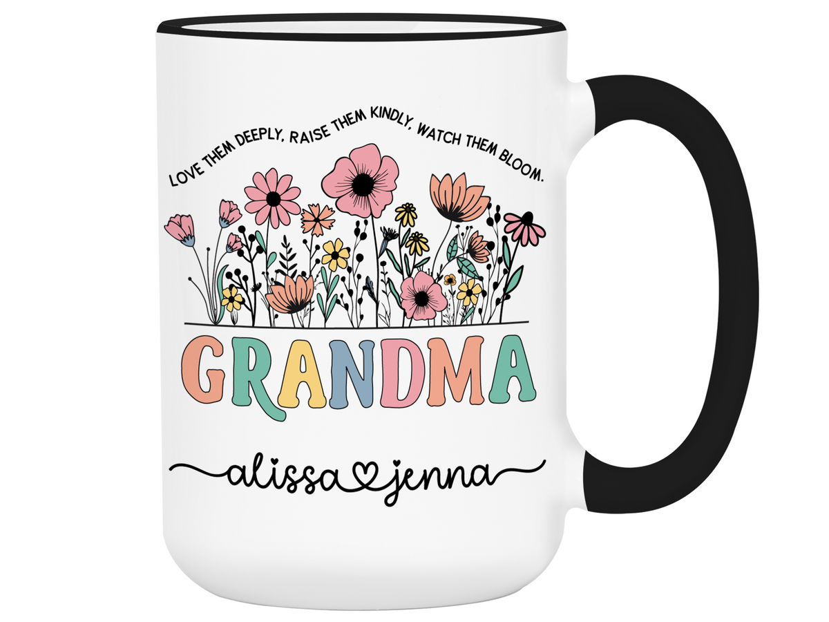 Personalized Grandma Mug – Custom Kids' Names and Quote  – Mother's Day Gift Idea for Grandmothers