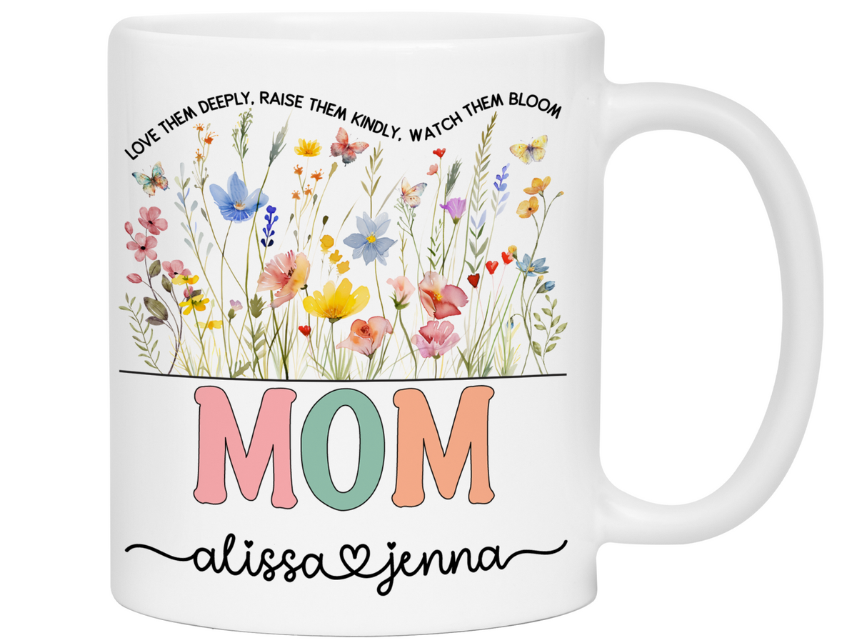 Personalized Mom Mug – Custom Kids' Names and Quote  – Mother's Day Gift Idea (V2)
