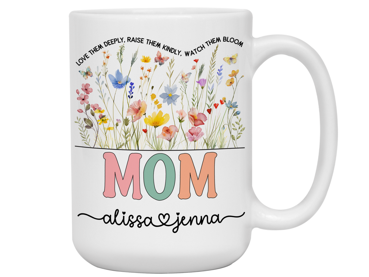 Personalized Mom Mug – Custom Kids' Names and Quote  – Mother's Day Gift Idea (V2)