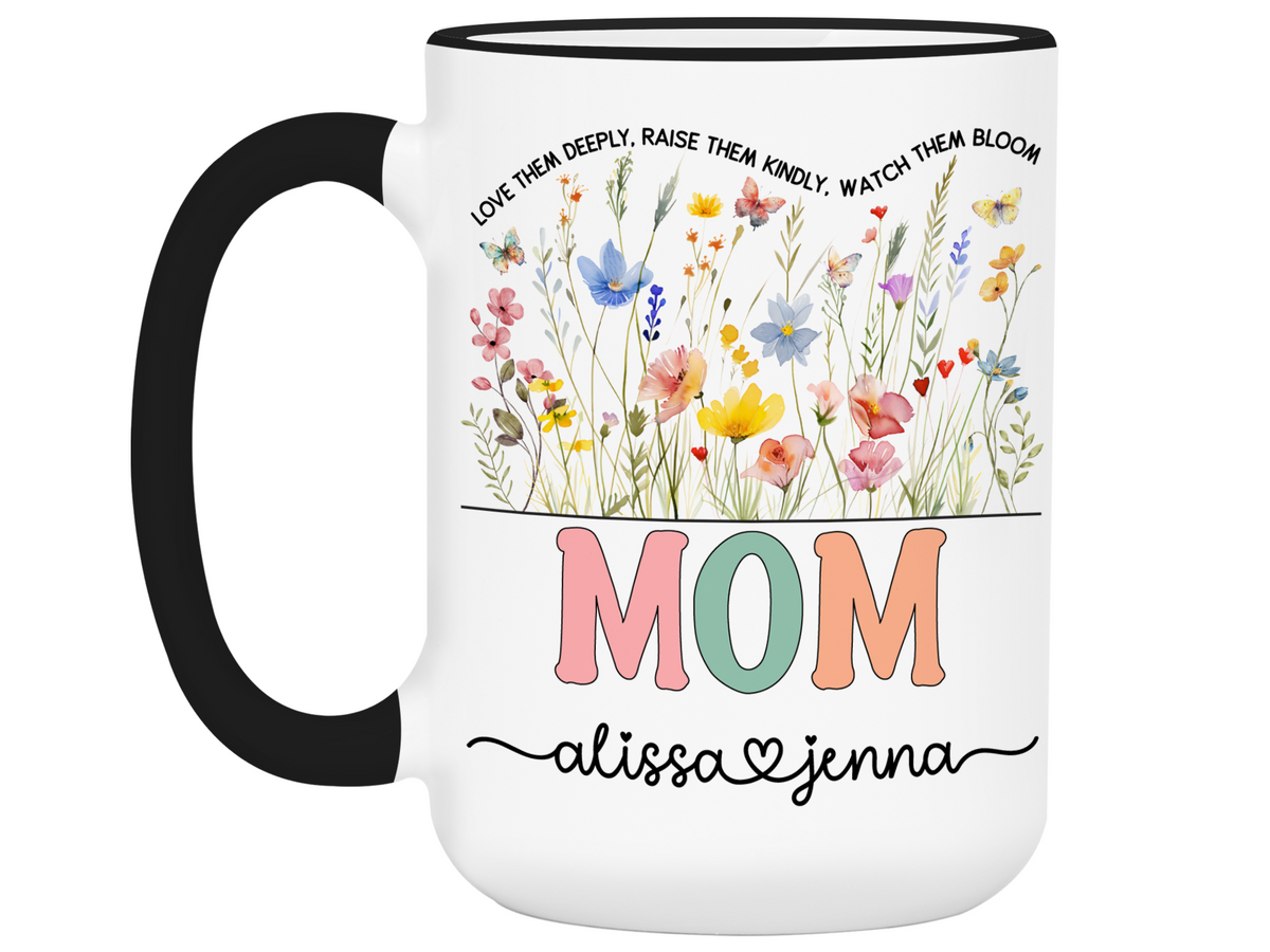 Personalized Mom Mug – Custom Kids' Names and Quote  – Mother's Day Gift Idea (V2)