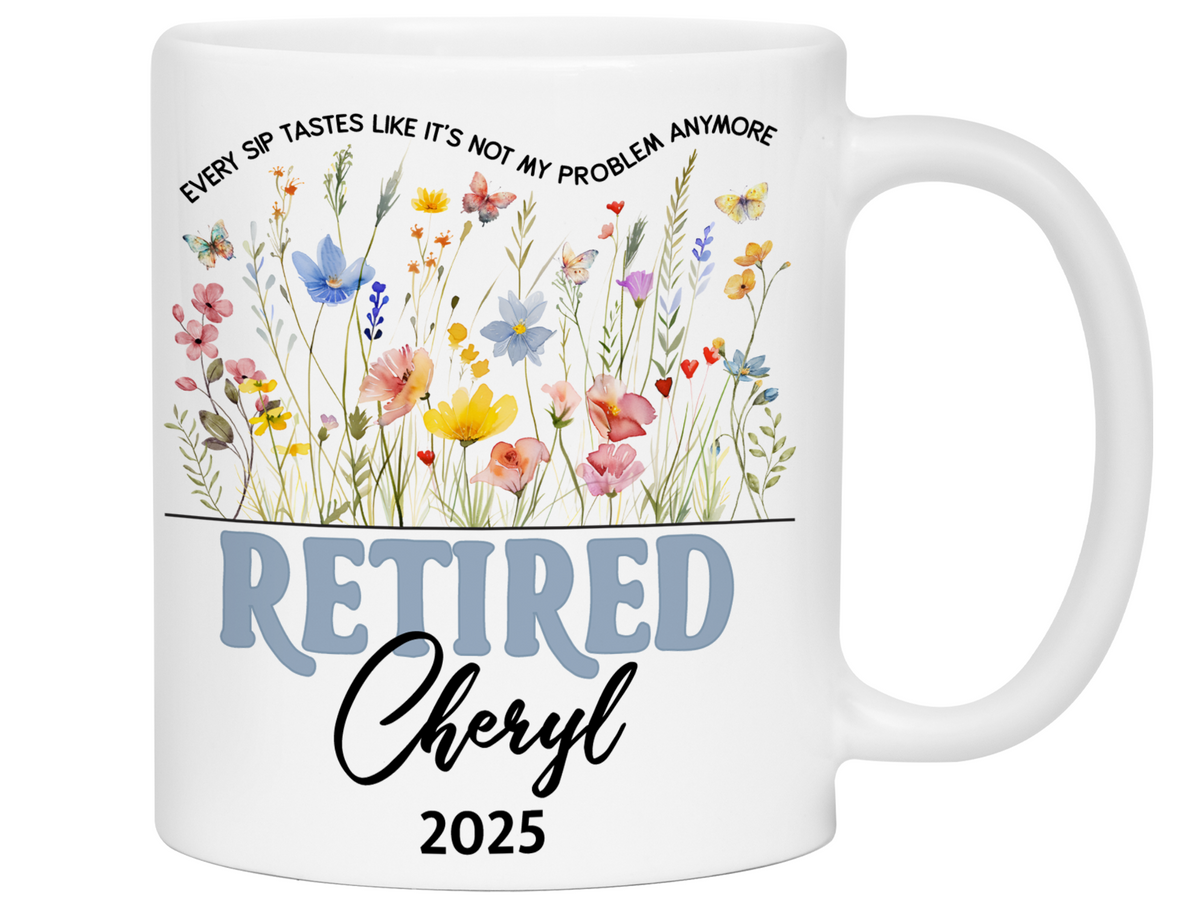 Funny Personalized Retirement Coffee Mug | Custom Name & Retirement Year Cup (V2)