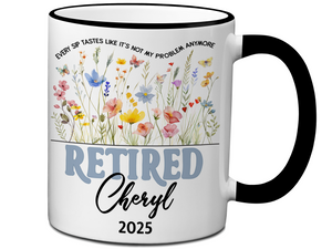 Funny Personalized Retirement Coffee Mug | Custom Name & Retirement Year Cup (V2)
