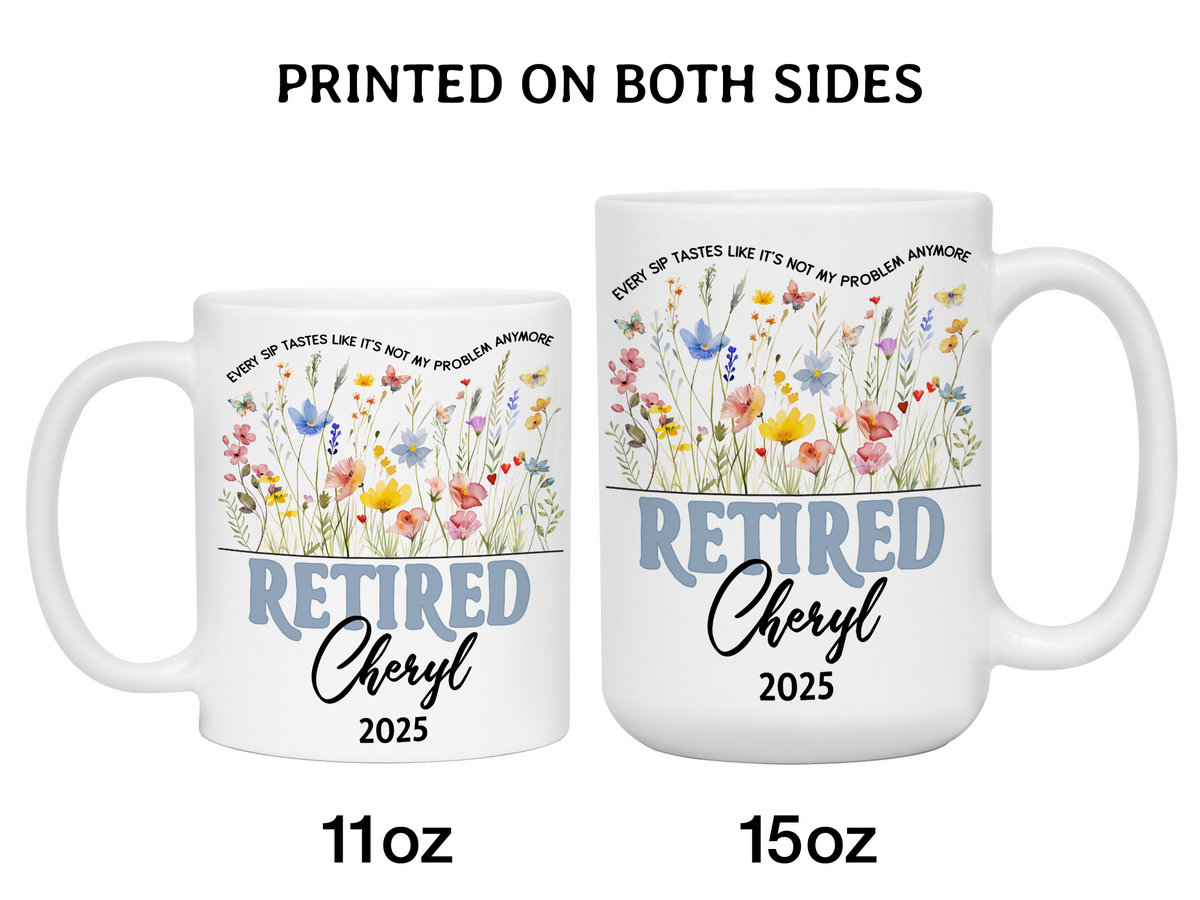 Funny Personalized Retirement Coffee Mug | Custom Name & Retirement Year Cup (V2)