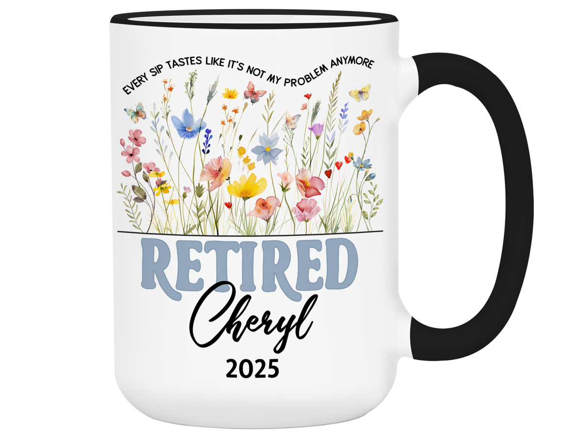 Funny Personalized Retirement Coffee Mug | Custom Name & Retirement Year Cup (V2)