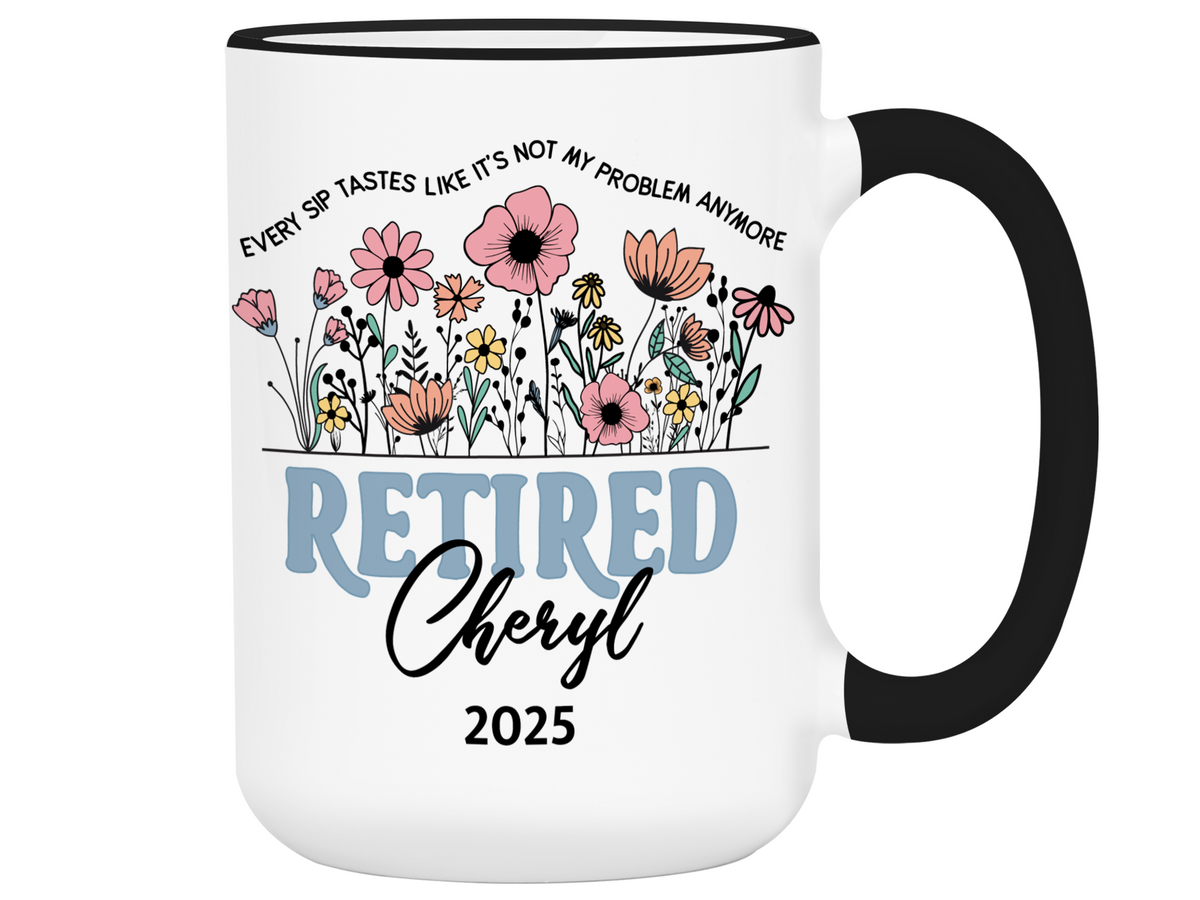 Funny Personalized Retirement Coffee Mug | Custom Name & Retirement Year Cup