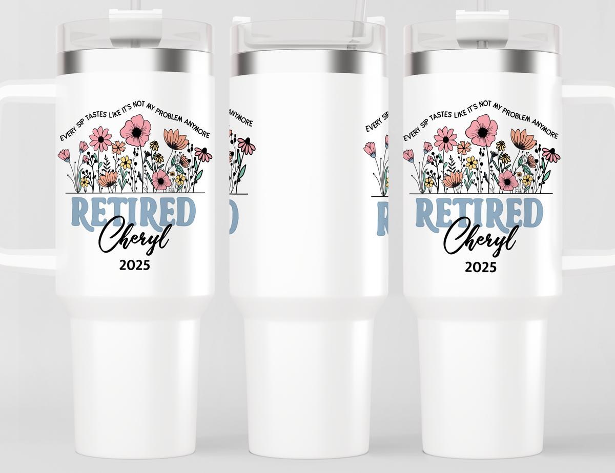 Personalized Retirement Tumbler | Custom Name Stainless Steel Travel Cup