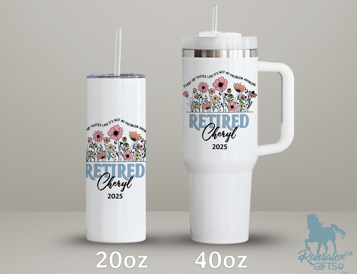 Personalized Retirement Tumbler | Custom Name Stainless Steel Travel Cup