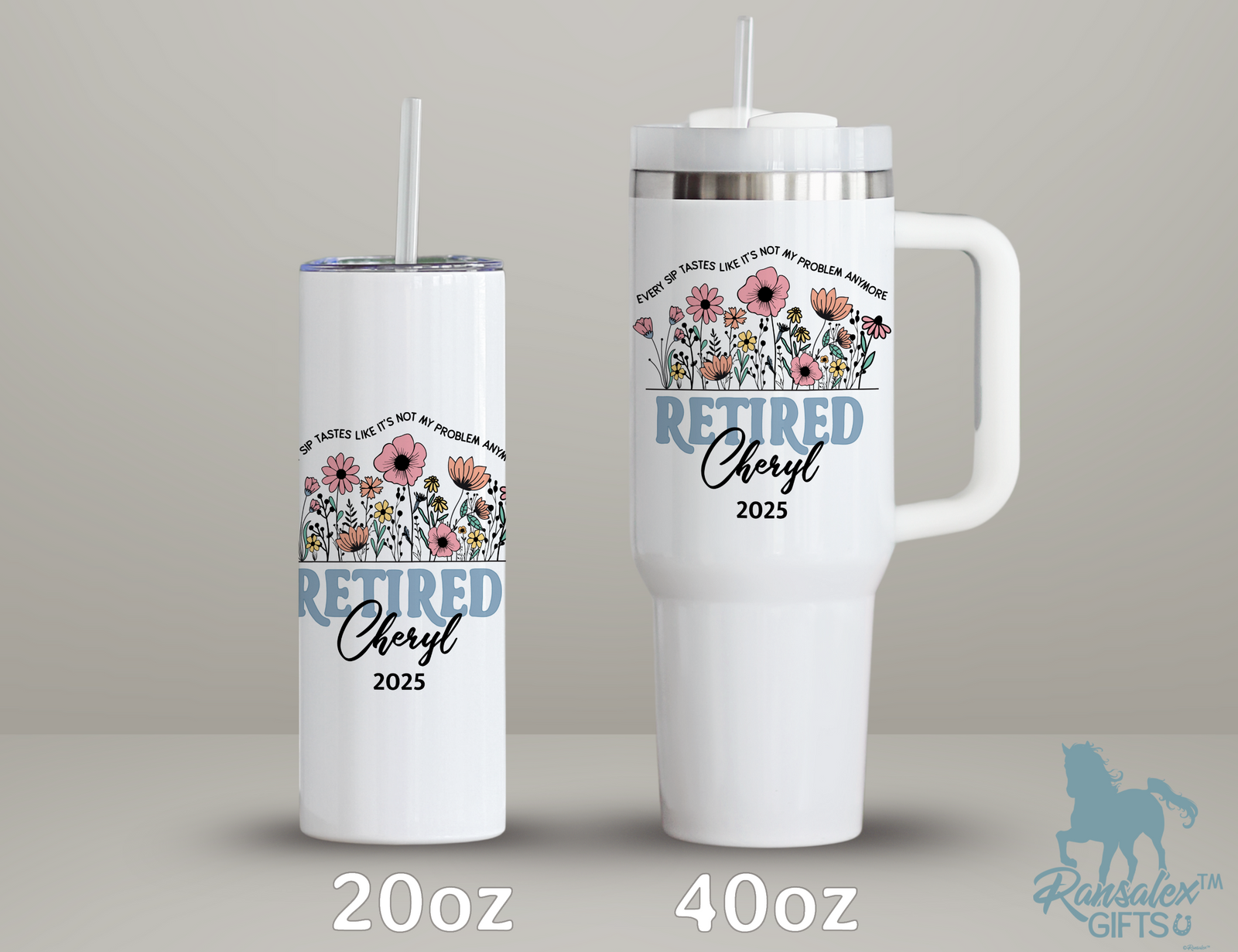 Personalized Retirement Tumbler | Custom Name Stainless Steel Travel Cup