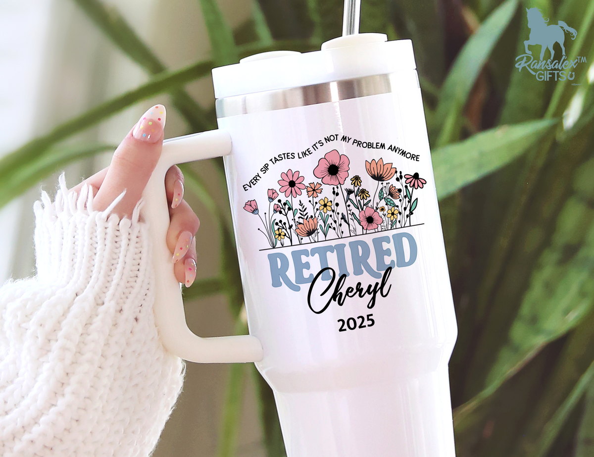 Personalized Retirement Tumbler | Custom Name Stainless Steel Travel Cup
