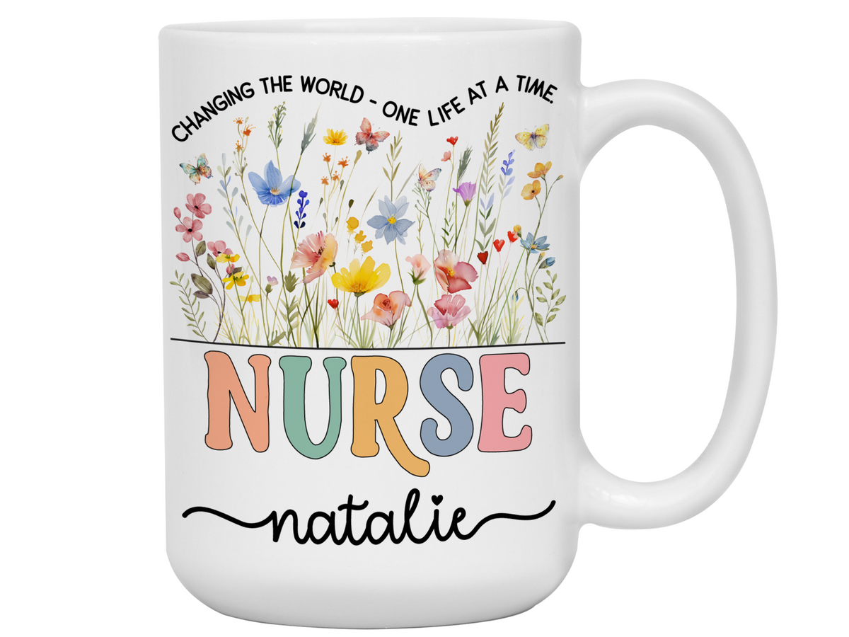 Personalized Nurse Mug – Custom Nurse Name and Quote  – Nurse Appreciation or Graduation Gift Idea (V2)