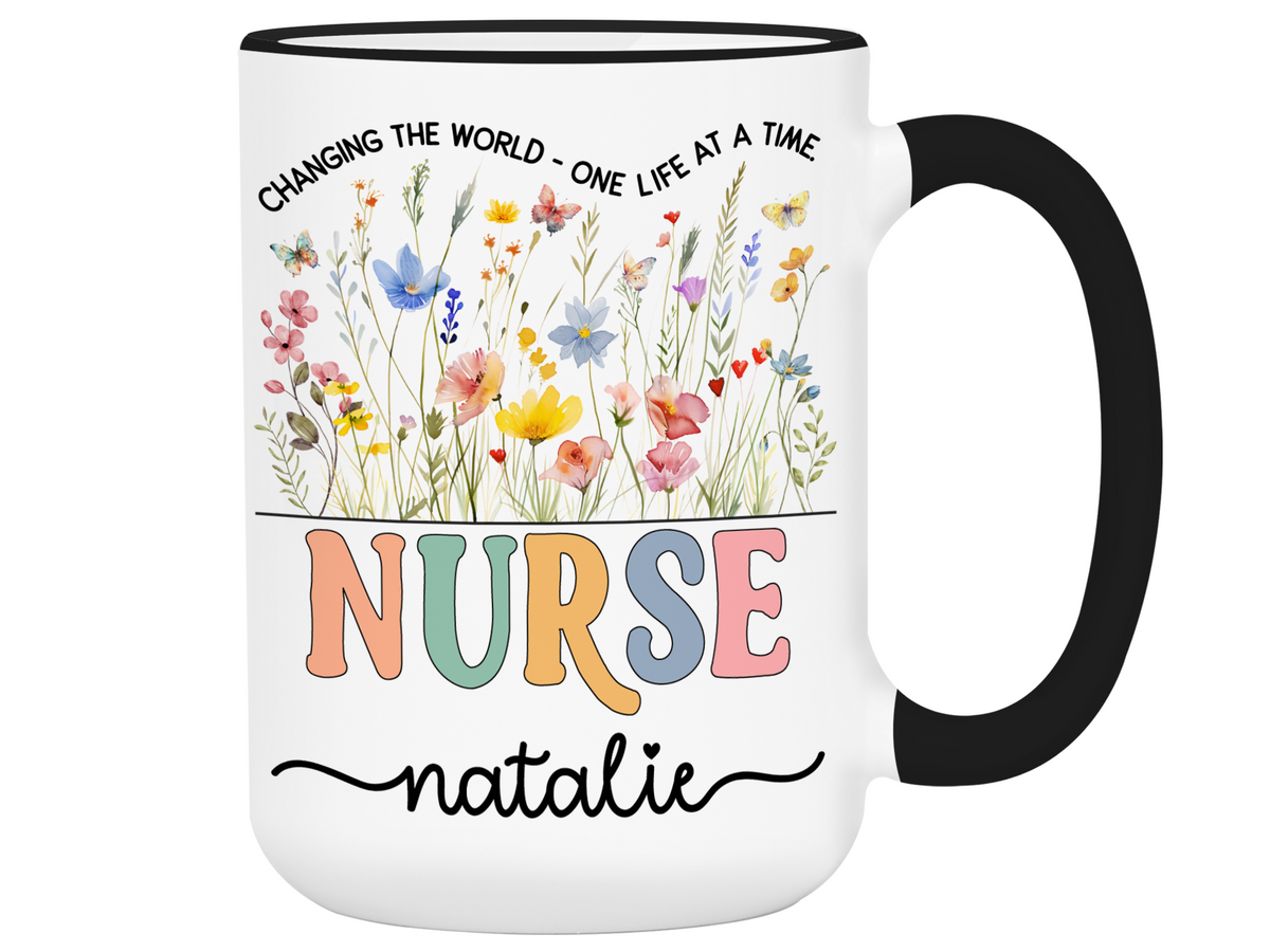 Personalized Nurse Mug – Custom Nurse Name and Quote  – Nurse Appreciation or Graduation Gift Idea (V2)